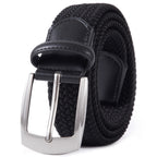 Stretch Woven Belt – Elastic Casual Belt with Leather Trim