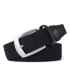 Stretch Woven Belt – Elastic Casual Belt with Leather Trim