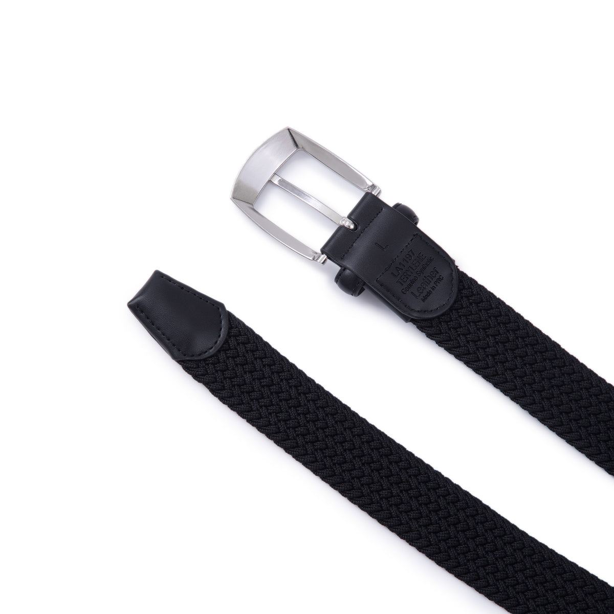 Stretch Woven Belt – Elastic Casual Belt with Leather Trim