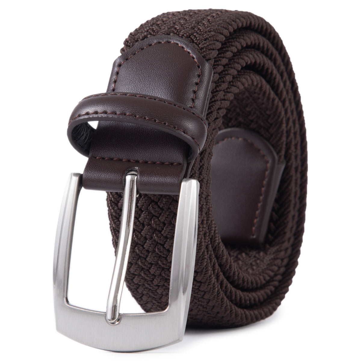 Stretch Woven Belt – Elastic Casual Belt with Leather Trim