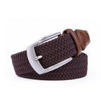 Stretch Woven Belt – Elastic Casual Belt with Leather Trim