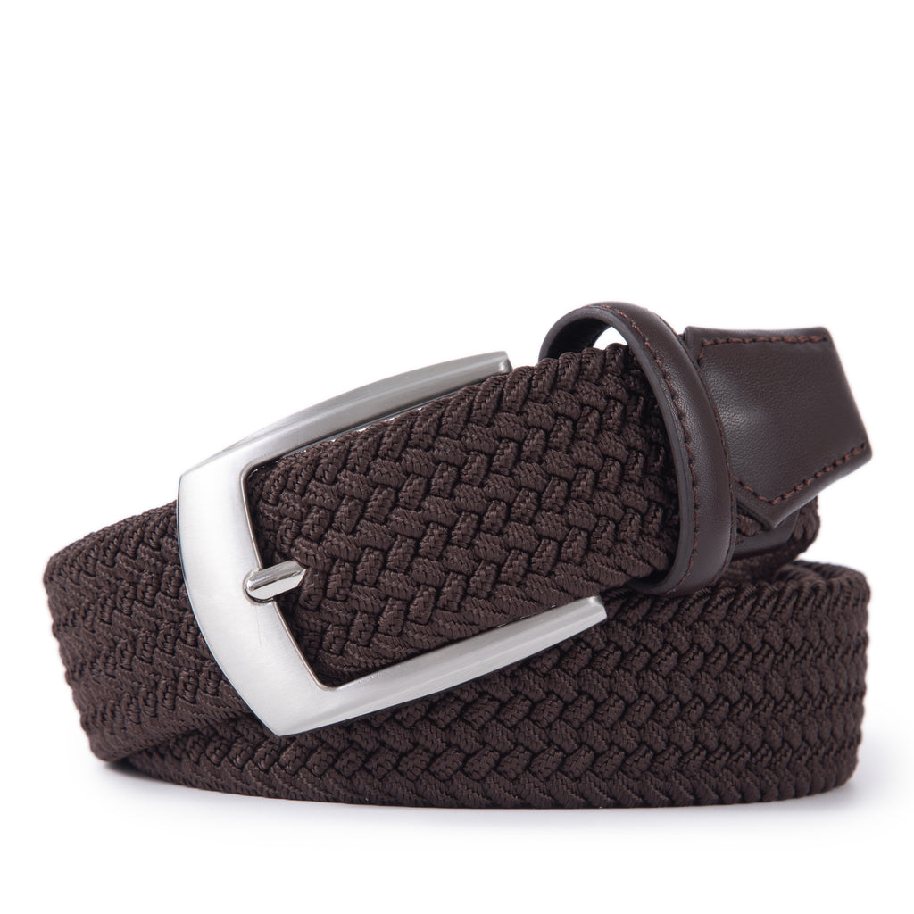 Stretch Woven Belt – Elastic Casual Belt with Leather Trim