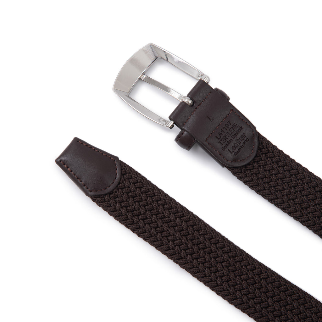 Stretch Woven Belt – Elastic Casual Belt with Leather Trim