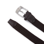 Stretch Woven Belt – Elastic Casual Belt with Leather Trim