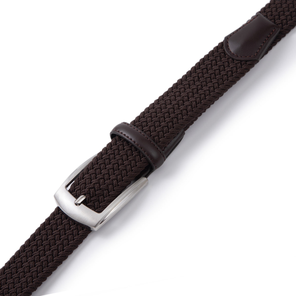 Stretch Woven Belt – Elastic Casual Belt with Leather Trim