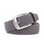 Woven Elastic Leather Trim Single Prong Buckle Men's Belt LA1197