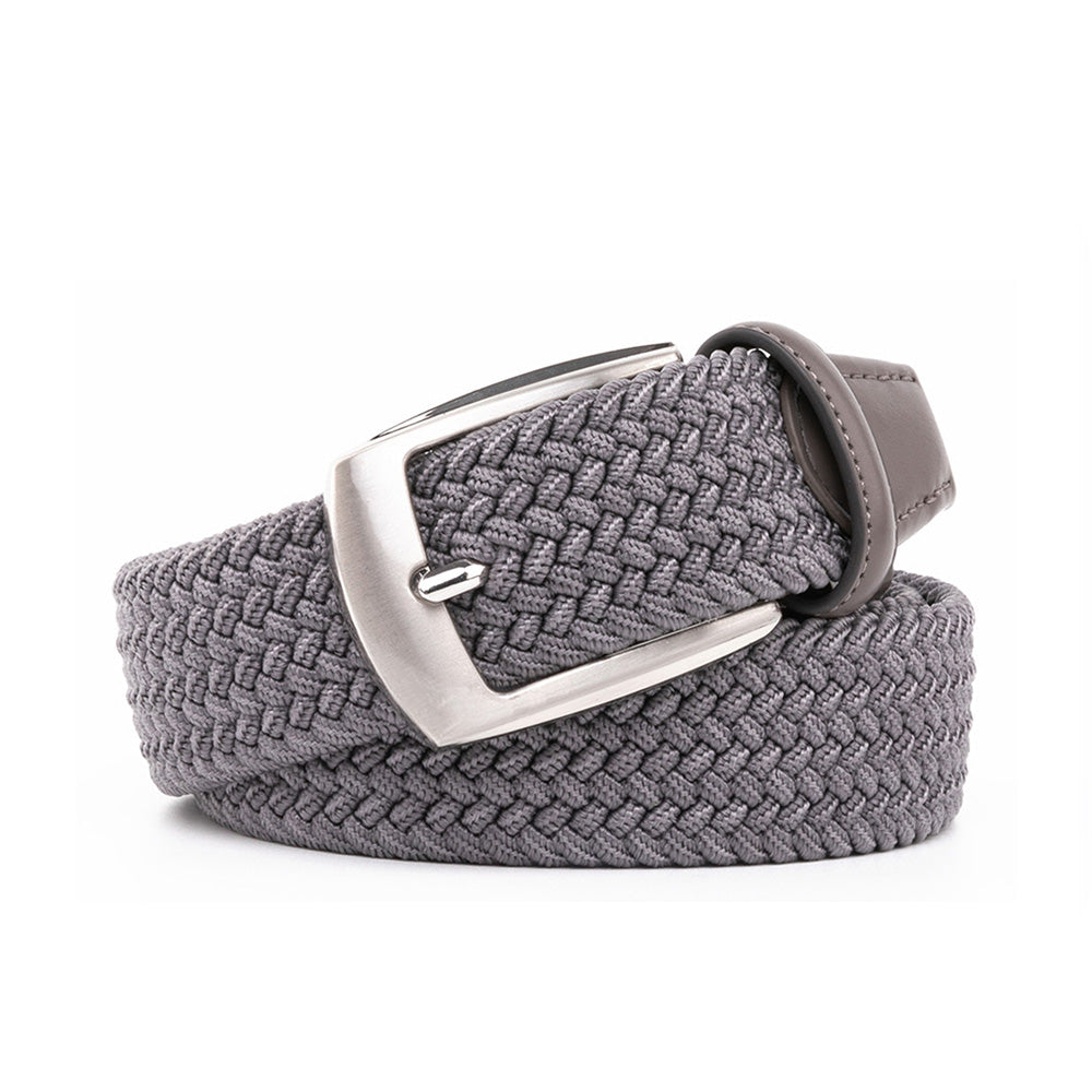 Stretch Woven Belt – Elastic Casual Belt with Leather Trim
