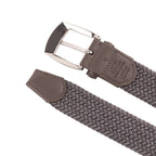 Woven Elastic Leather Trim Single Prong Buckle Men's Belt LA1197