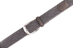 Woven Elastic Leather Trim Single Prong Buckle Men's Belt LA1197
