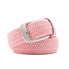 Woven Elastic Leather Trim Single Prong Buckle Men's Belt LA1197