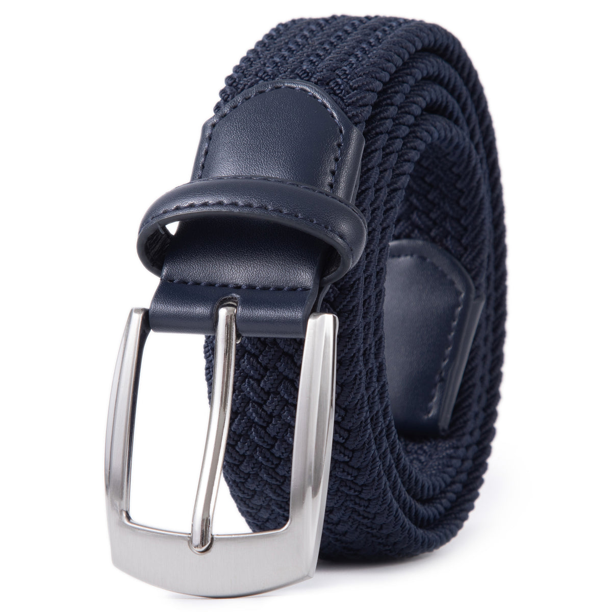 Stretch Woven Belt – Elastic Casual Belt with Leather Trim