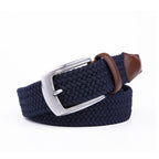 Stretch Woven Belt – Elastic Casual Belt with Leather Trim