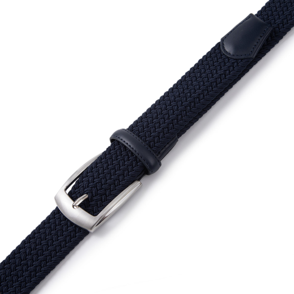 Stretch Woven Belt – Elastic Casual Belt with Leather Trim