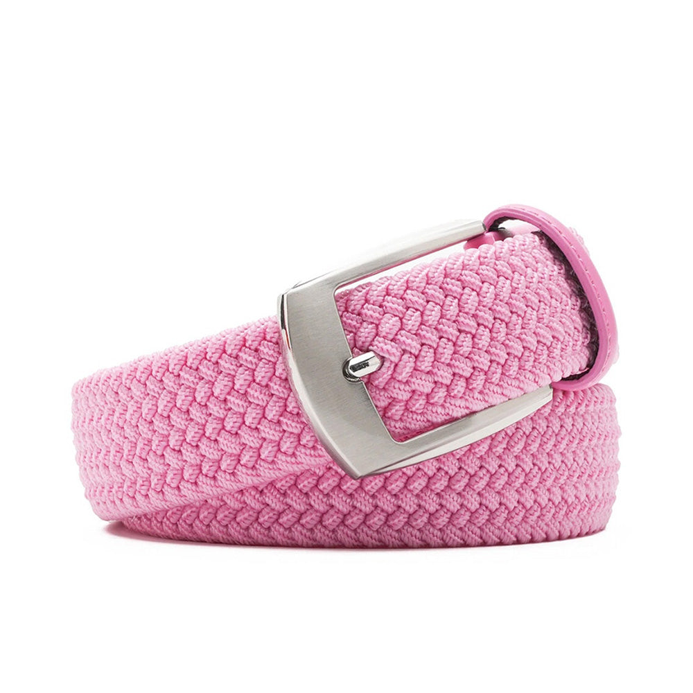 Stretch Woven Belt – Elastic Casual Belt with Leather Trim