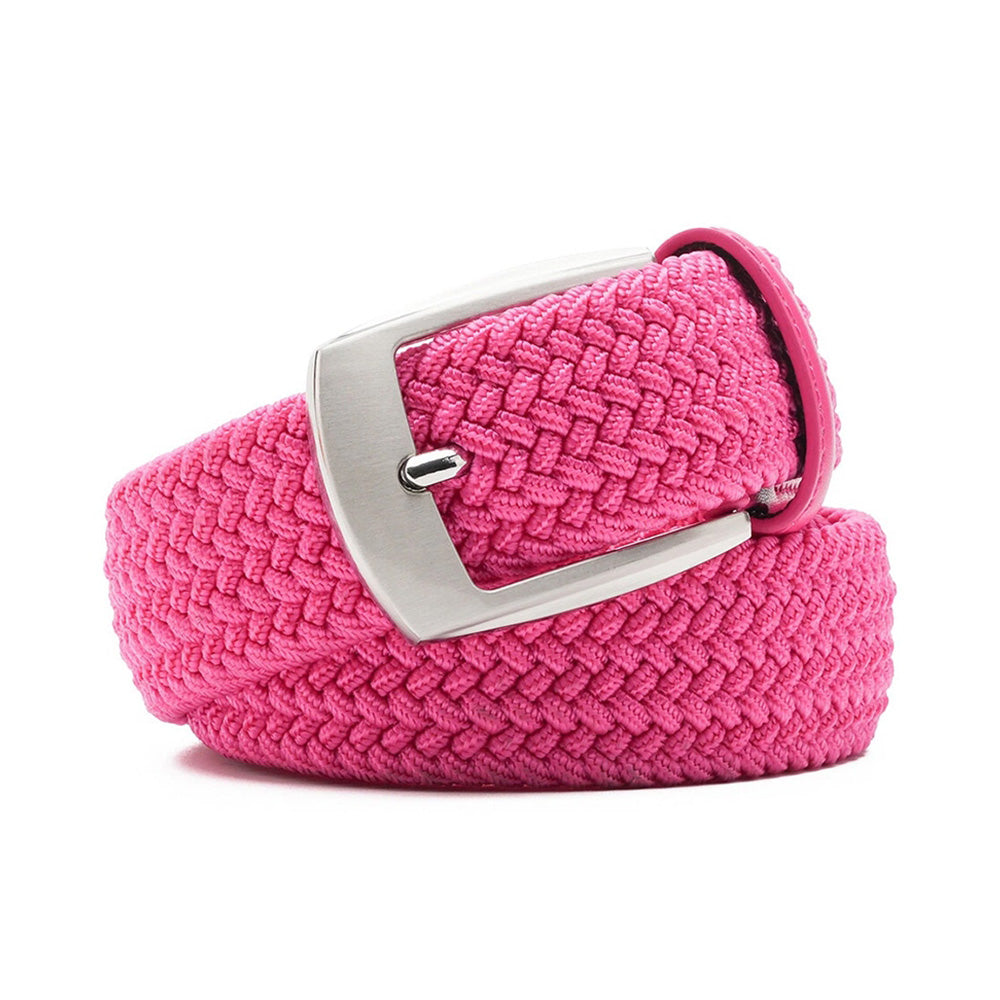 Stretch Woven Belt – Elastic Casual Belt with Leather Trim