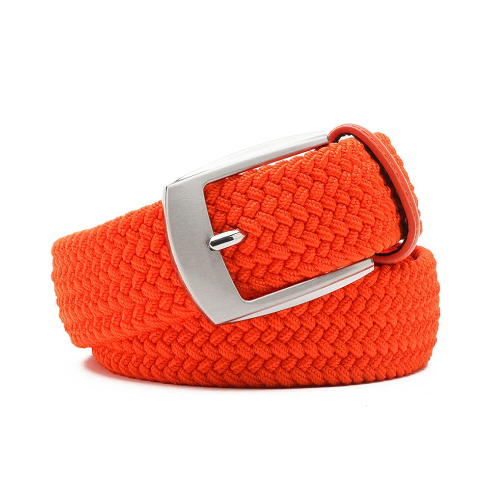 Stretch Woven Belt – Elastic Casual Belt with Leather Trim