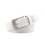 Woven Elastic Leather Trim Single Prong Buckle Men's Belt LA1197