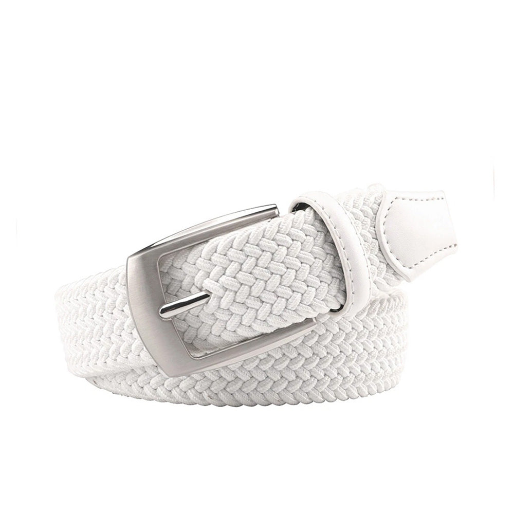 Stretch Woven Belt – Elastic Casual Belt with Leather Trim