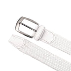 Woven Elastic Leather Trim Single Prong Buckle Men's Belt LA1197