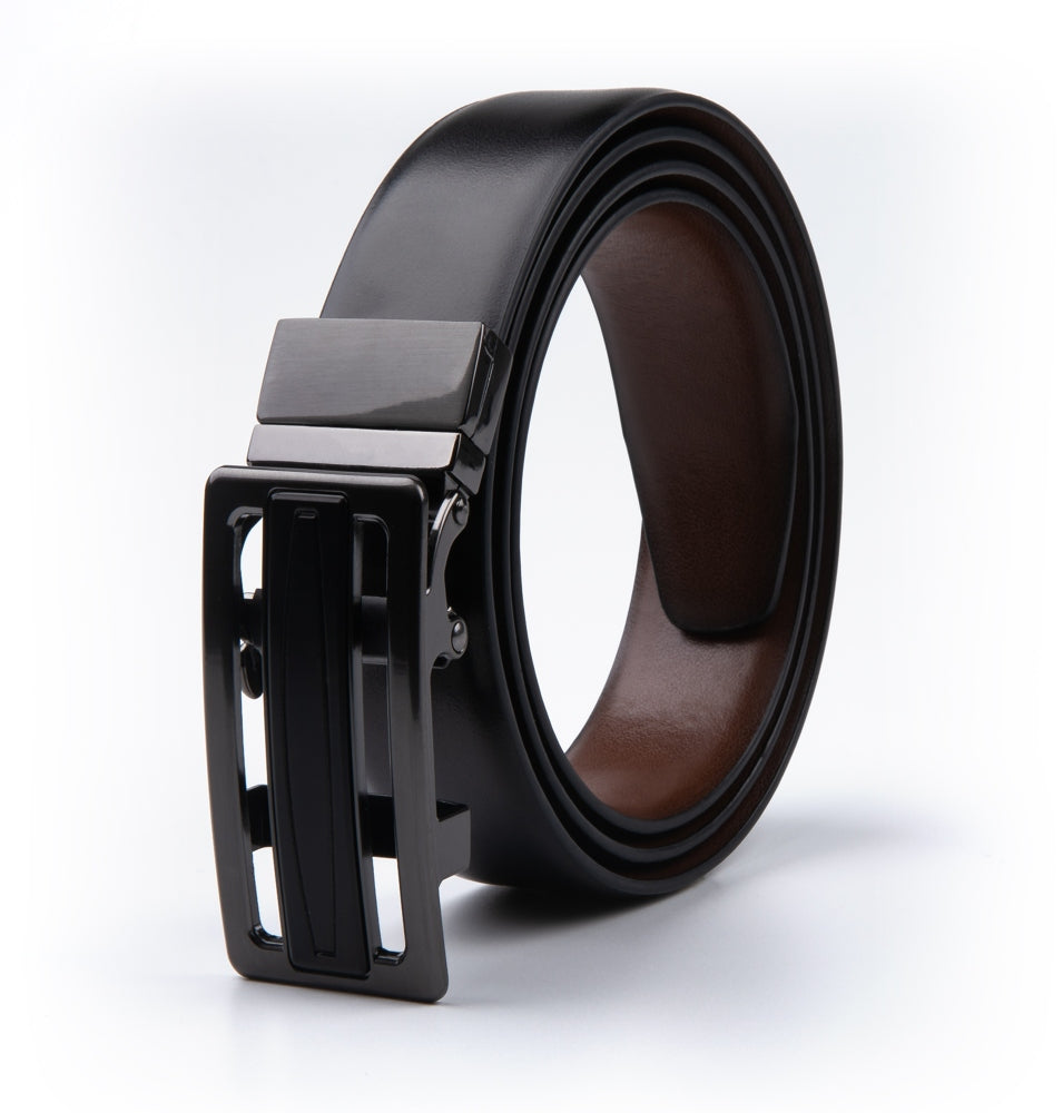 Reversible No-Ratchet Automatic Buckle Business Leather Belt for Men Secondary image