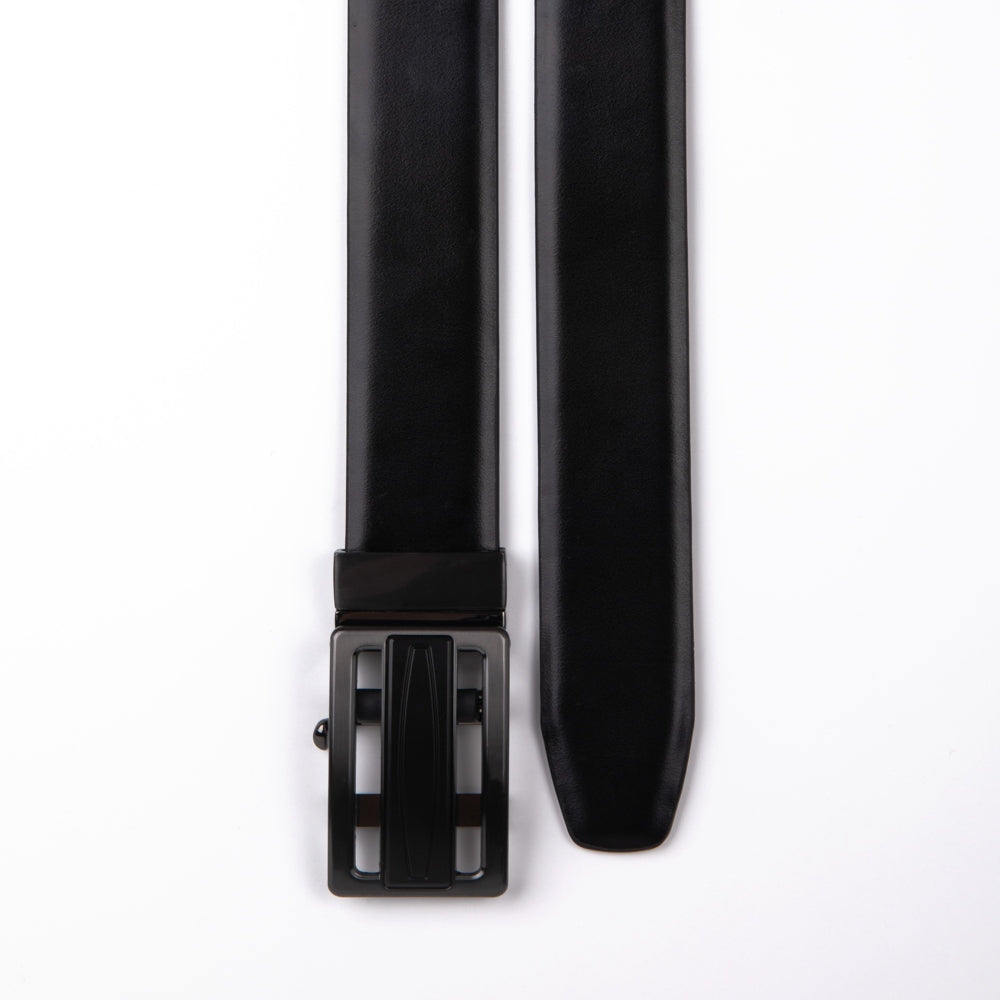 Reversible No-Ratchet Automatic Buckle Business Leather Belt for Men