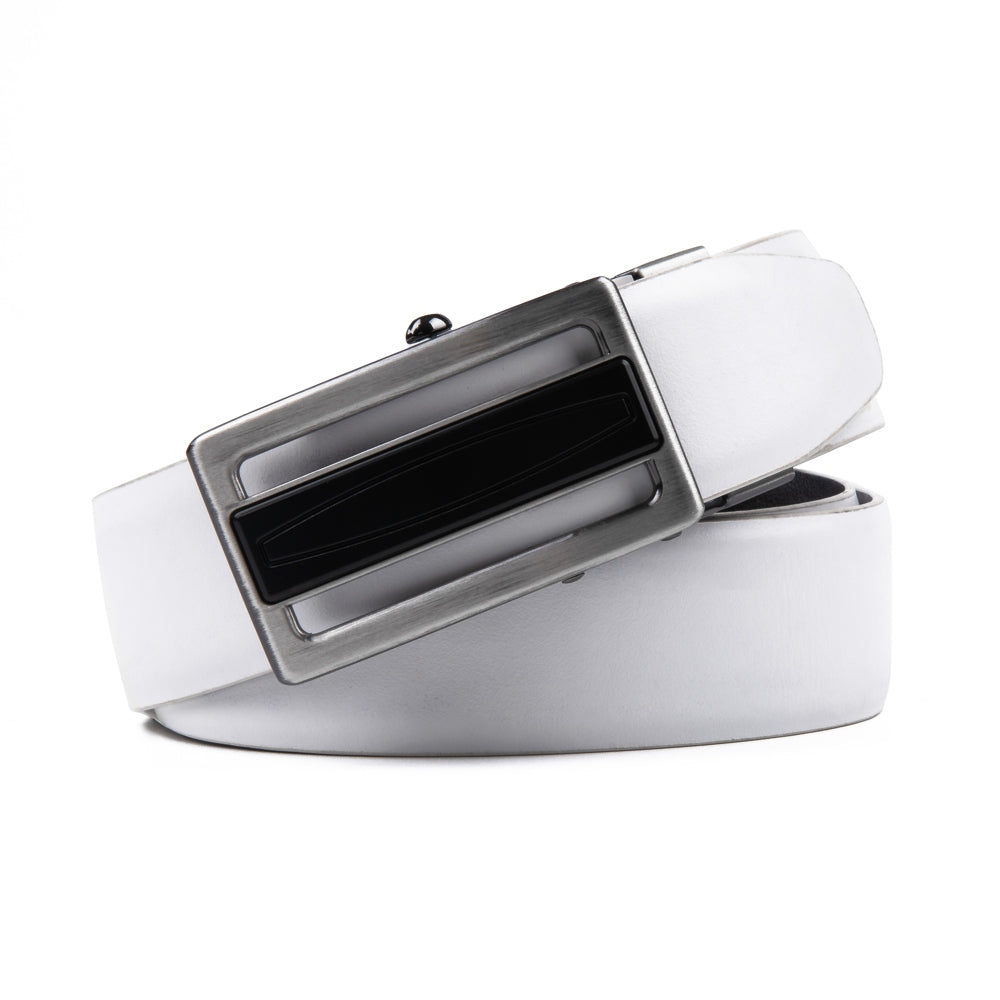 Reversible No-Ratchet Automatic Buckle Business Leather Belt for Men