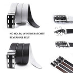 Reversible No-Ratchet Automatic Buckle Business Leather Belt for Men