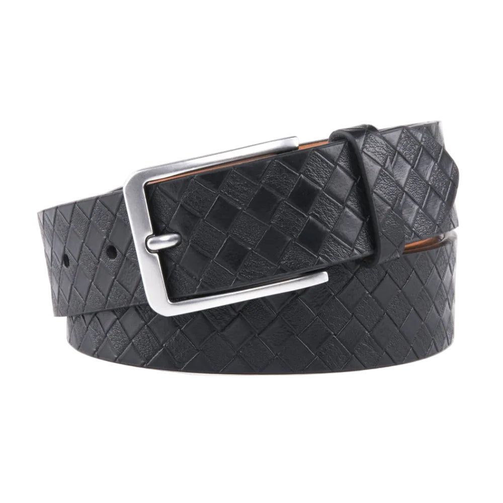 Men's Genuine Leather Grid Pattern Casual Dress Belt Main image