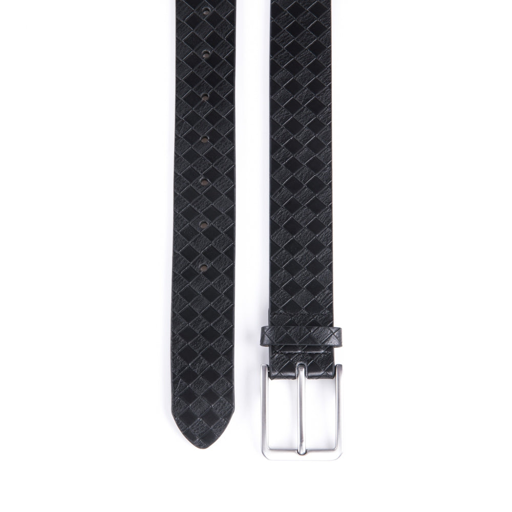 Men's Genuine Leather Grid Pattern Casual Dress Belt