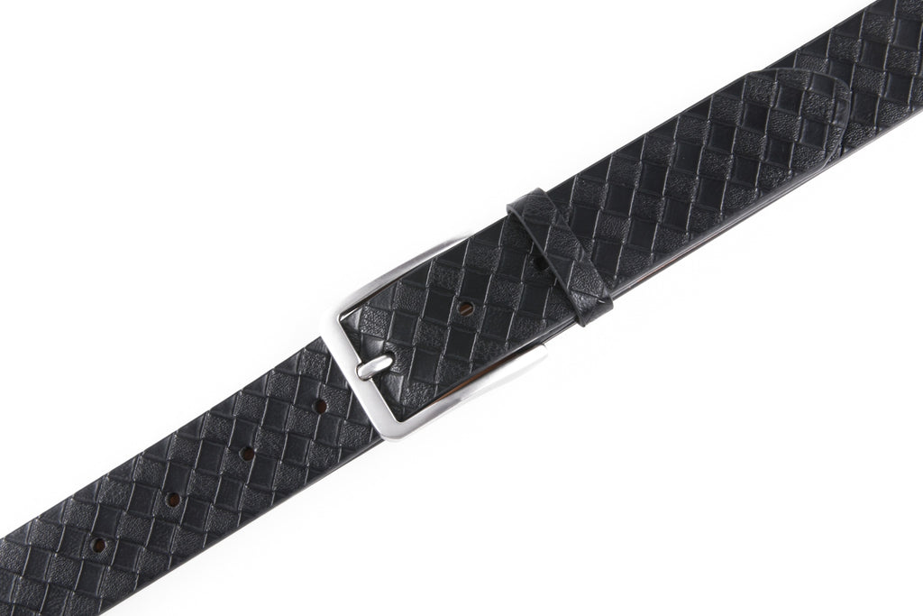 Men's Genuine Leather Grid Pattern Casual Dress Belt