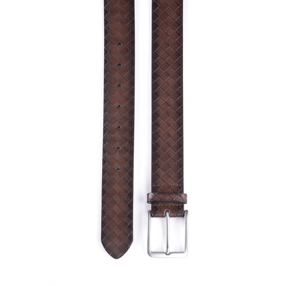 Men's Genuine Leather Grid Pattern Casual Dress Belt