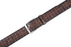 Men's Genuine Leather Grid Pattern Casual Dress Belt
