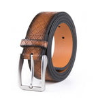Men's Genuine Leather Grid Pattern Casual Dress Belt