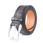 Men's Genuine Leather Grid Pattern Casual Dress Belt