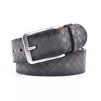 Men's Genuine Leather Grid Pattern Casual Dress Belt