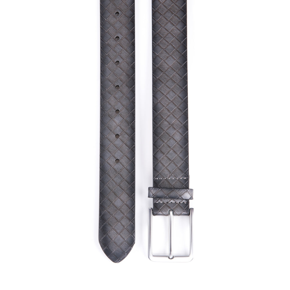 Men's Genuine Leather Grid Pattern Casual Dress Belt
