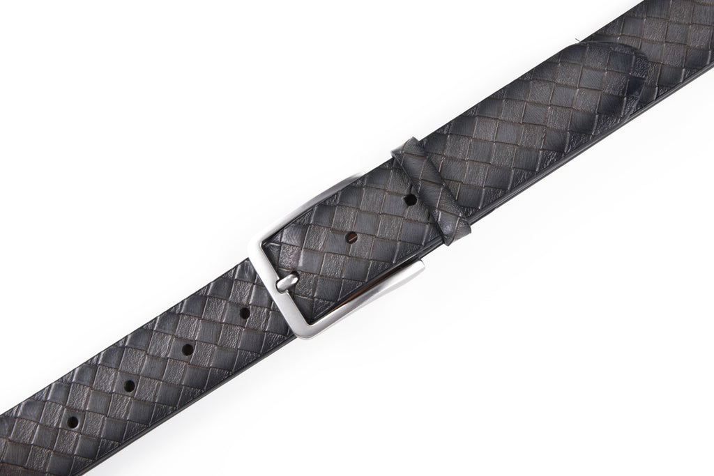 Men's Genuine Leather Grid Pattern Casual Dress Belt