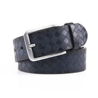 Men's Genuine Leather Grid Pattern Casual Dress Belt