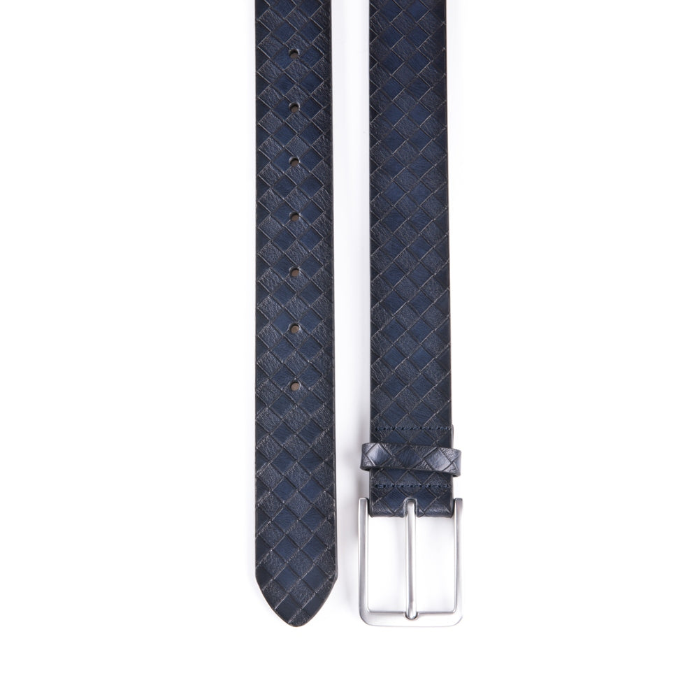 Men's Genuine Leather Grid Pattern Casual Dress Belt