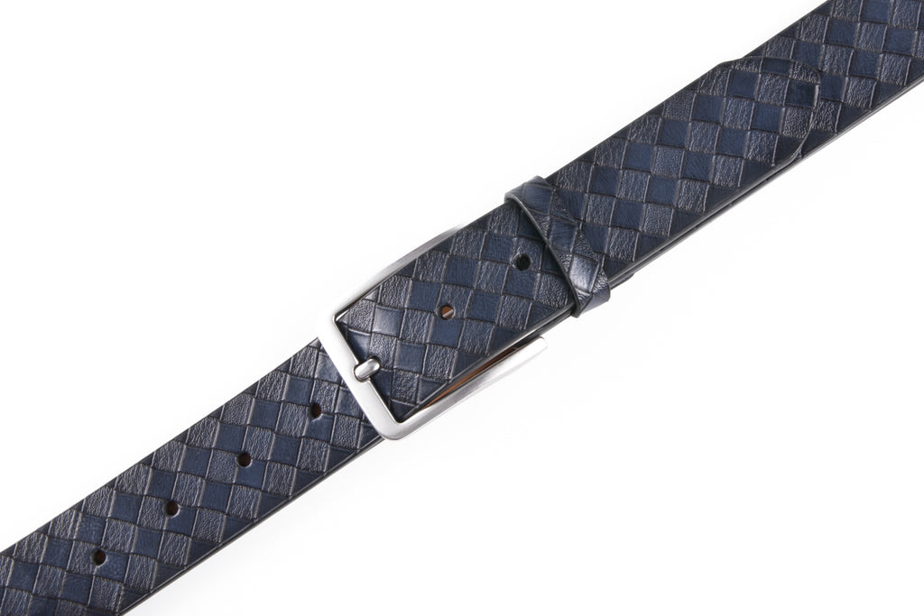 Men's Genuine Leather Grid Pattern Casual Dress Belt