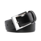 Men's Classic Leather Dress Belt – Brushed Nickel Pin Buckle Business Casual Belt