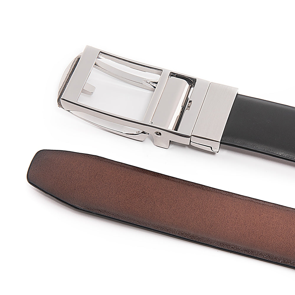 Reversible Gradient Edge No-Tooth Automatic Buckle Men's Belt