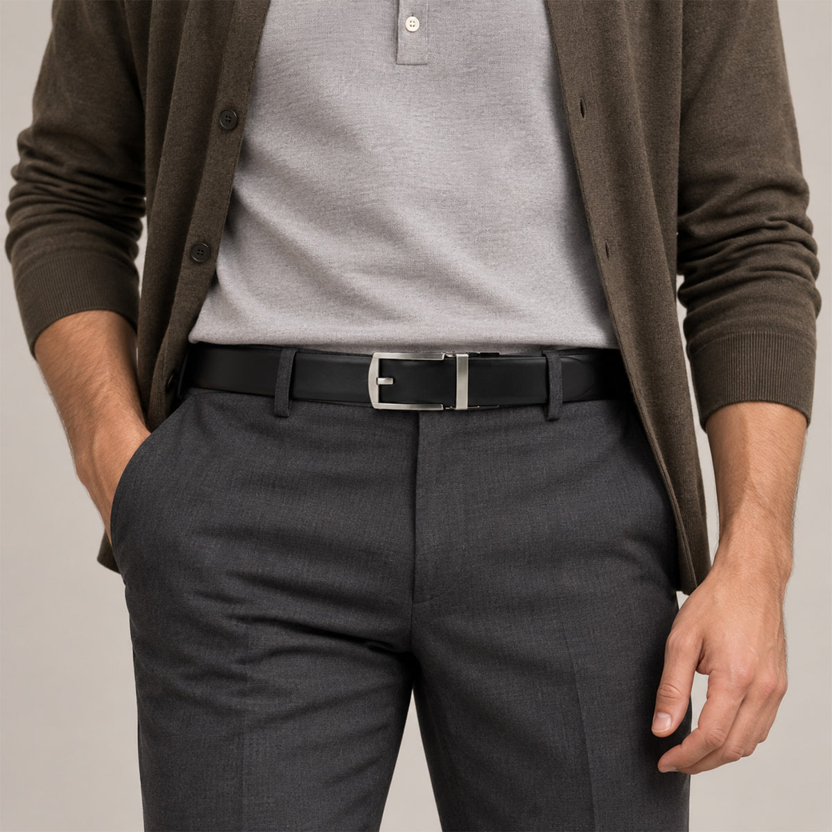 Men's Reversible Automatic Dress Belt – Hole-Free Business Casual Belt