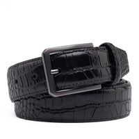 Men's Crocodile Embossed Leather Belt – Classic Pin Buckle Dress Belt