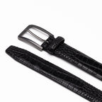 Crocodile Texture Matte Gunmetal Pin Buckle Men's Belt