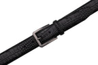Crocodile Texture Matte Gunmetal Pin Buckle Men's Belt