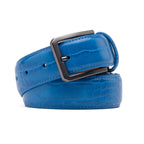Crocodile Texture Matte Gunmetal Pin Buckle Men's Belt