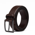 Crocodile Texture Matte Gunmetal Pin Buckle Men's Belt