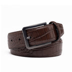 Men's Crocodile Embossed Leather Belt – Classic Pin Buckle Dress Belt