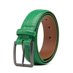 Crocodile Texture Matte Gunmetal Pin Buckle Men's Belt